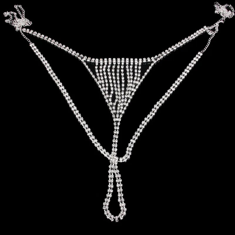 Stonefans Sexy Women Rhinestone Underwear Thong Bikini Panties Luxury Crystal Body Chain Multilay Waist Jewelry Belly Chain