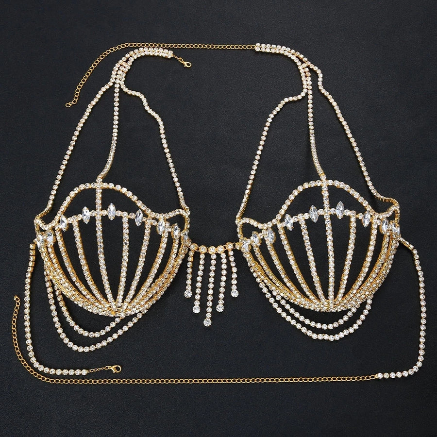 Stonefans New Sea Shell Bra Top Woman Crystal Lingerie Chain Apparel Stripper Outfit Dancewear Exotic Lingerie Wholesale Pendant