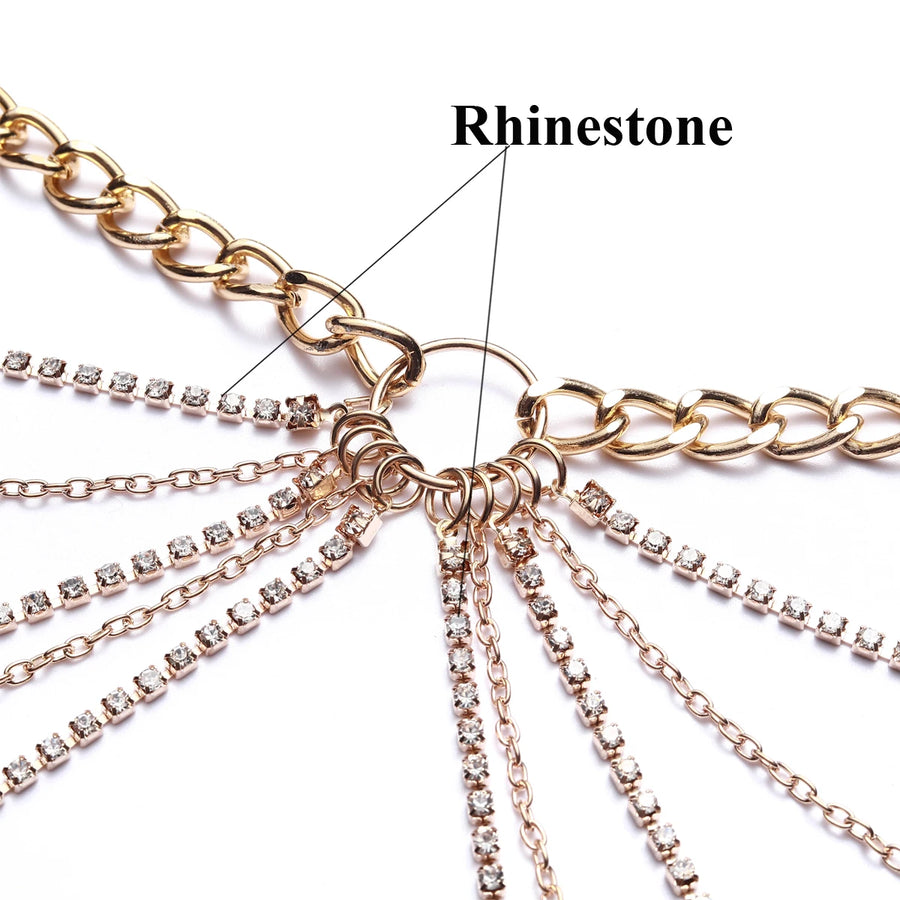 Sexy Waist Chain Belt Layered Rhinestone  Belly Body Chain  Fashion Trend Jewelry For Women  Festival Rave  Party Accessories