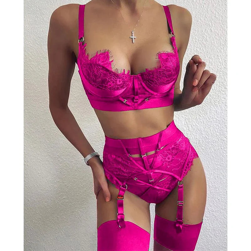 Two Pieces Sets Valentine's Day Women Sexy Lingerie Sleeveless Nightwear Outfit Lace Bodysuits Body Swimwear Green Romper GV035