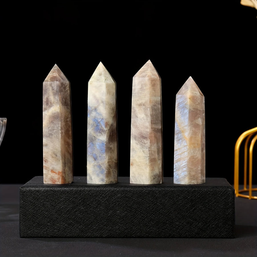 Radiant Moonstone Crystal Tower – Polished Hexagonal Energy Point