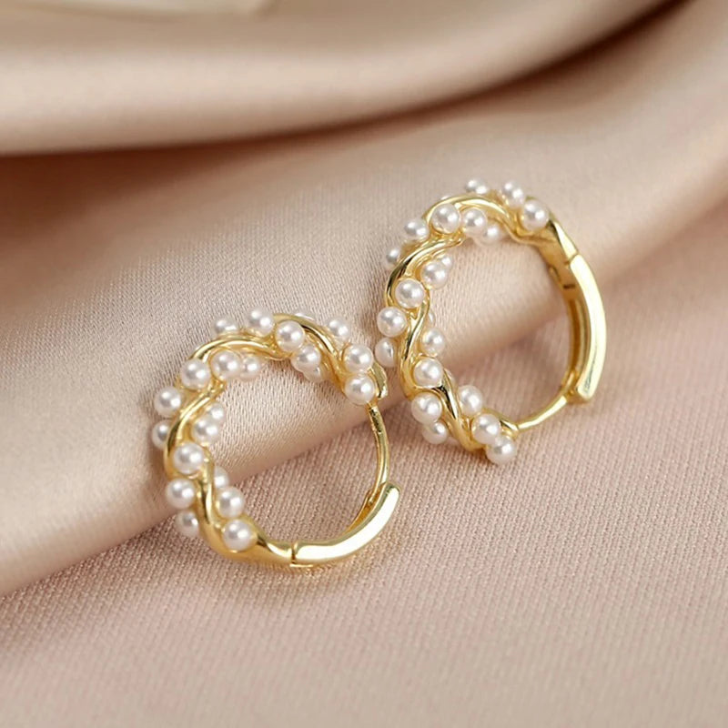 925 Sterling Silver Pearl Curved Shape Earrings Women's Geometric Shape Earrings Temperament Fine Jewelry Gift Free Shipping