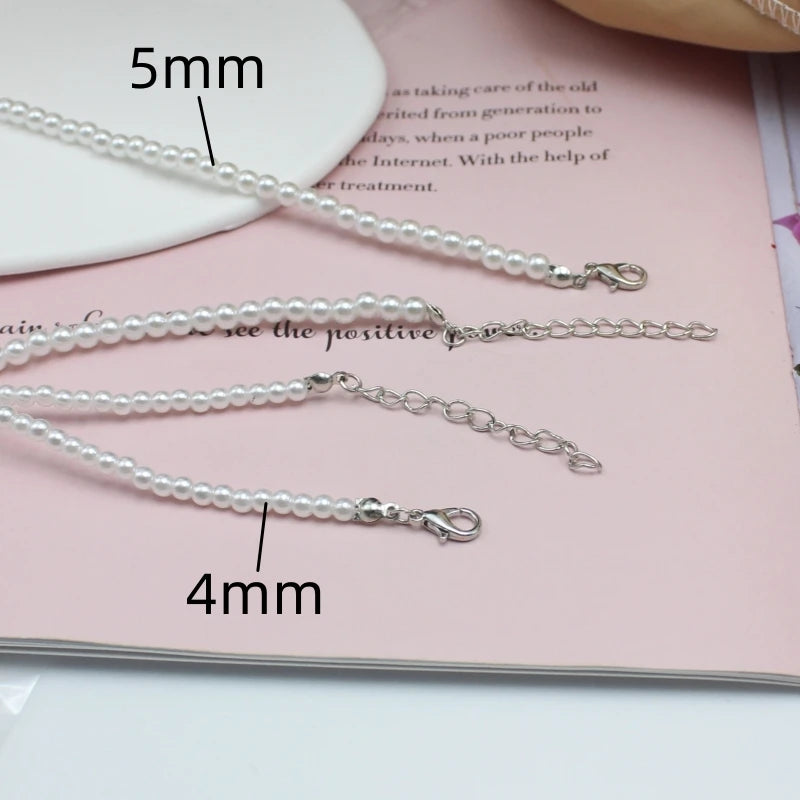 4mm 5mm 6mm Imitation Pearl Pendant Necklace for Women Elegant Romantic Invisible Fish Wire Clavicle Bead Collar Wedding Jewelry