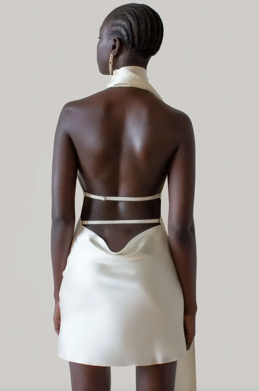 Title: Sleek Satin Backless Mini Dress – Sexy Slim Fit Halter Dress for Women | Summer Club & Party Wear