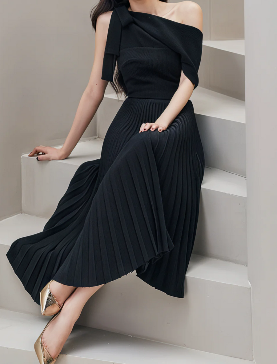 Midnight Elegance Asymmetrical Dress