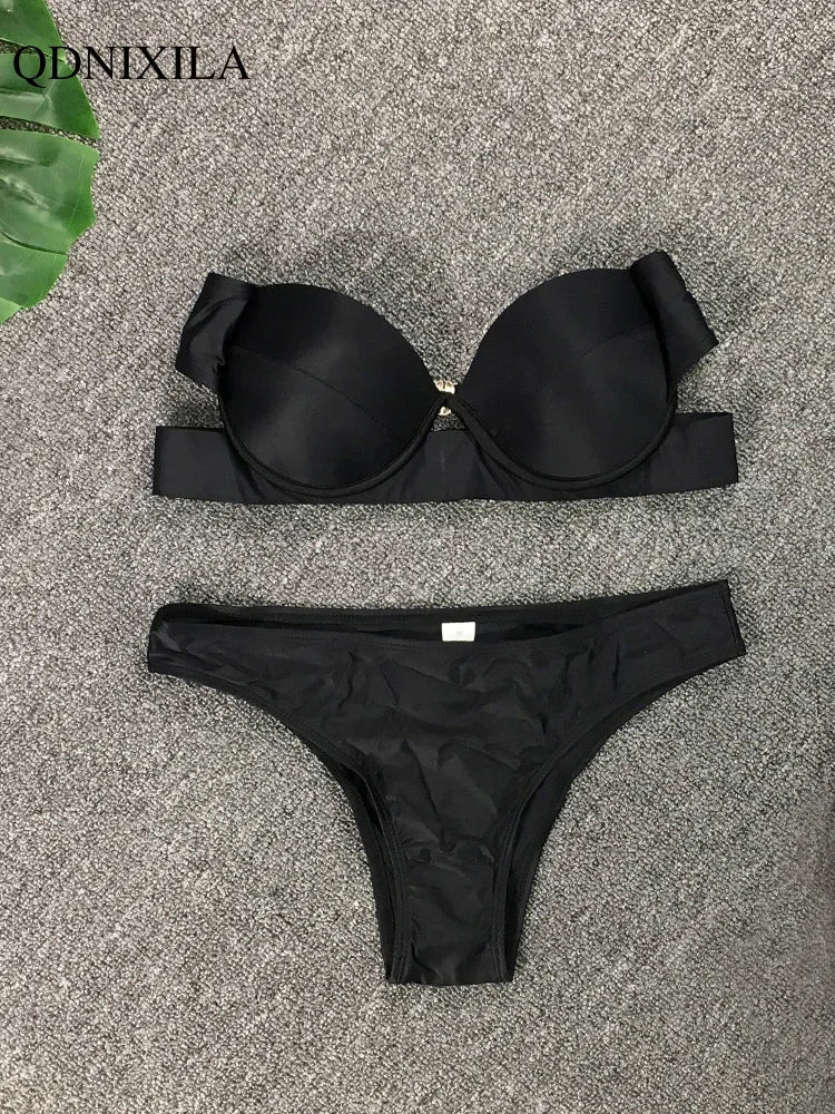 2023 Woman Separate Swimsuit Beach Outfits High Waist Sexy Bikini Set 2 Pieces Plus Size Bathing Suit Feminine Women's Swimwear