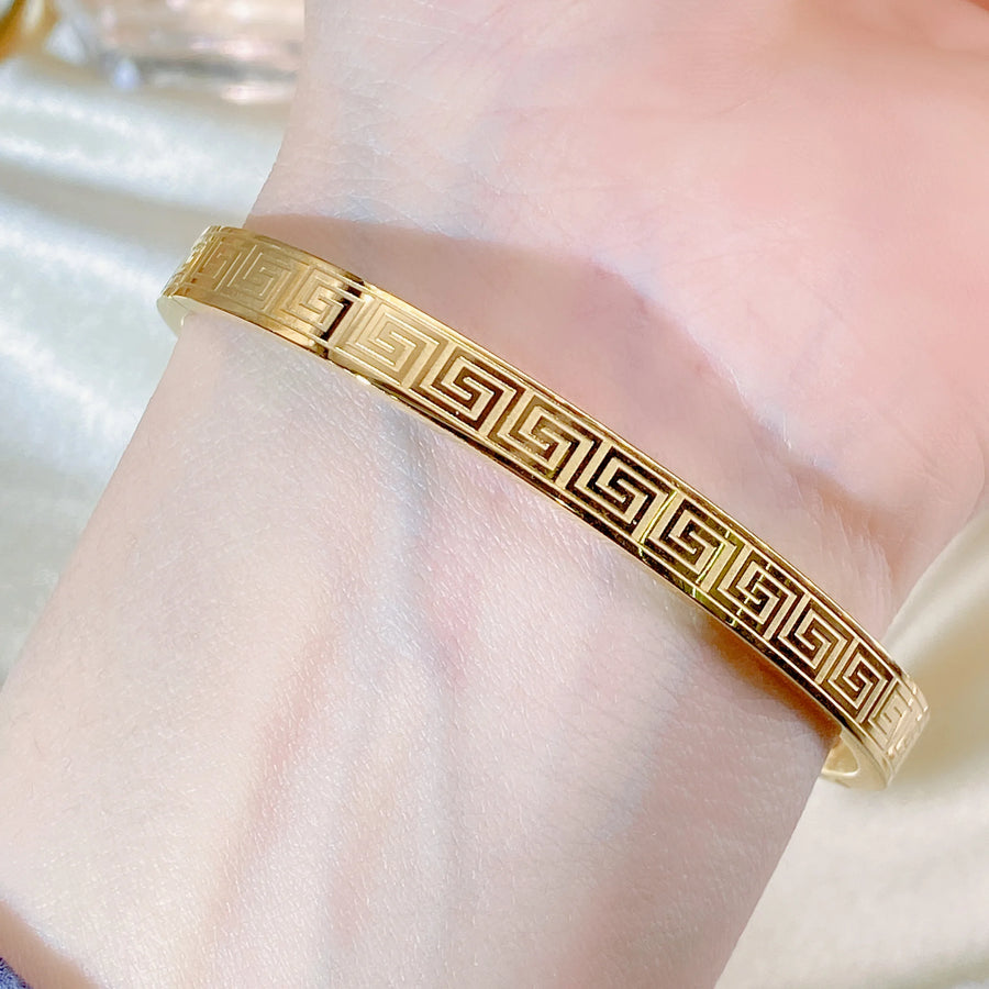 Stainless Steel fashion couple bracelet Classic fashion Maze Print women's jewelry anniversary Gift Multi-size