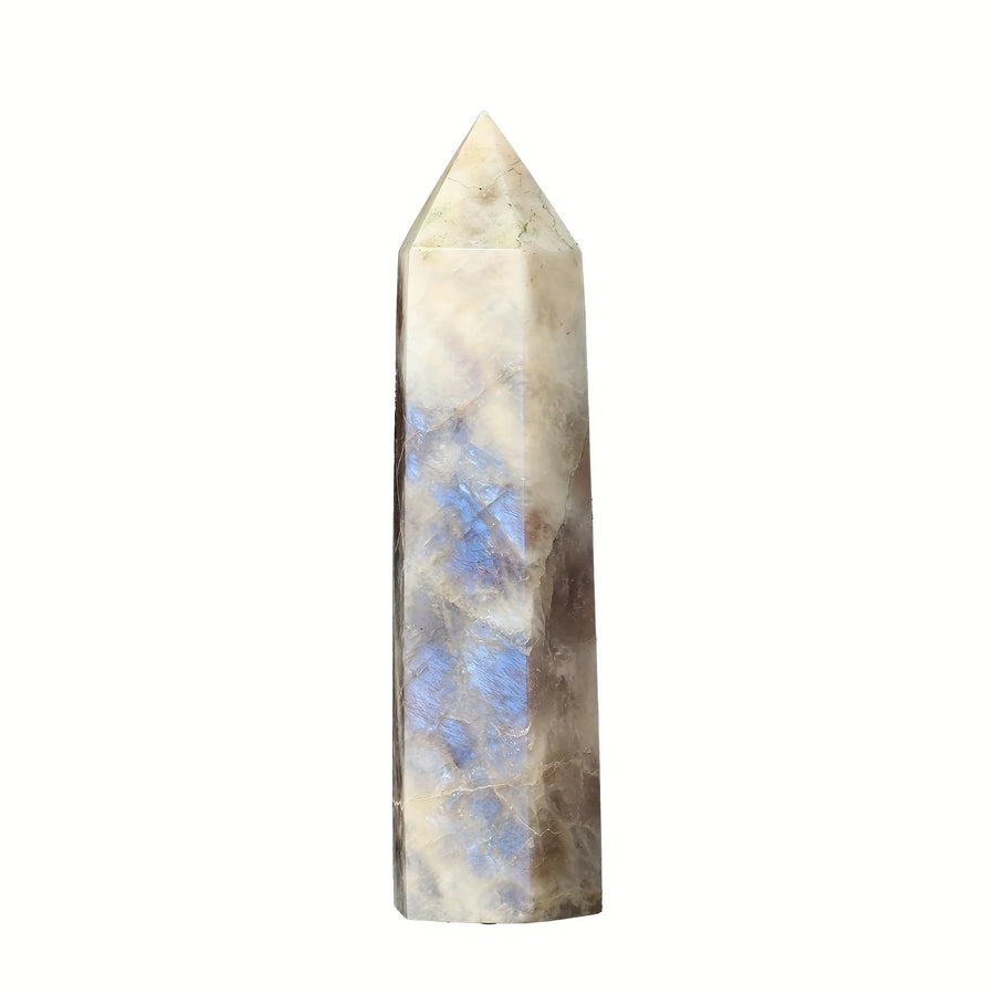 Radiant Moonstone Crystal Tower – Polished Hexagonal Energy Point